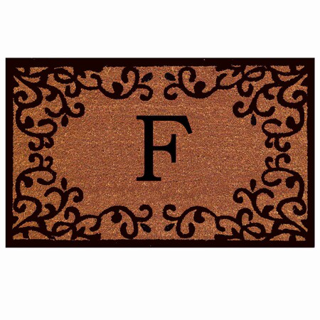 Monogram Door Mat, Natural, Black, 18 in W x 30 in L